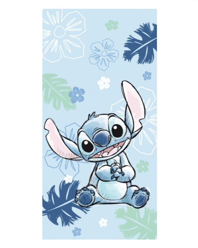 Jerry Fabrics Dětská plážová osuška LILO A STITCH OHANA BLUE, světle modrá, froté, 70x140cm