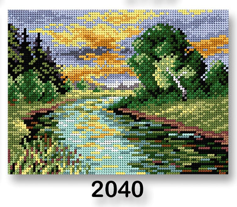 VTC Vyšívací předloha, obrázek na vyšívání 70246/2040, řeka, zelená, 18x24cm