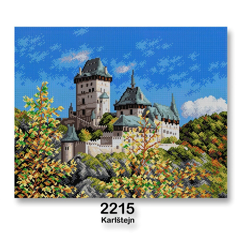 VTC Vyšívací předloha, obrázek na vyšívání 70242/2215, hrad Karlštejn, modrá, 40x50cm