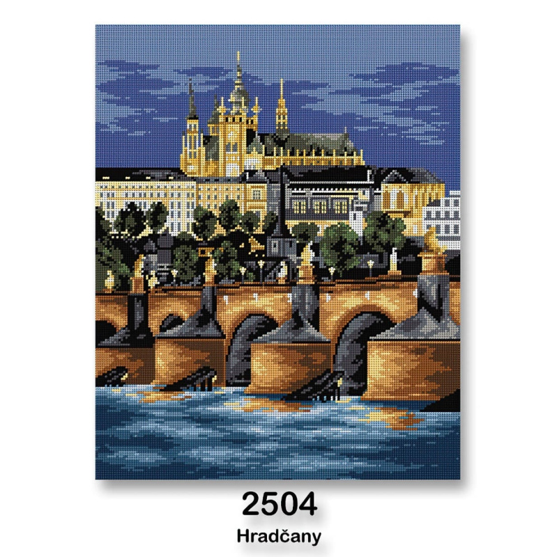 VTC Vyšívací předloha, obrázek na vyšívání 70242/2504, Praha-Hradčany, modrá, 40x50cm
