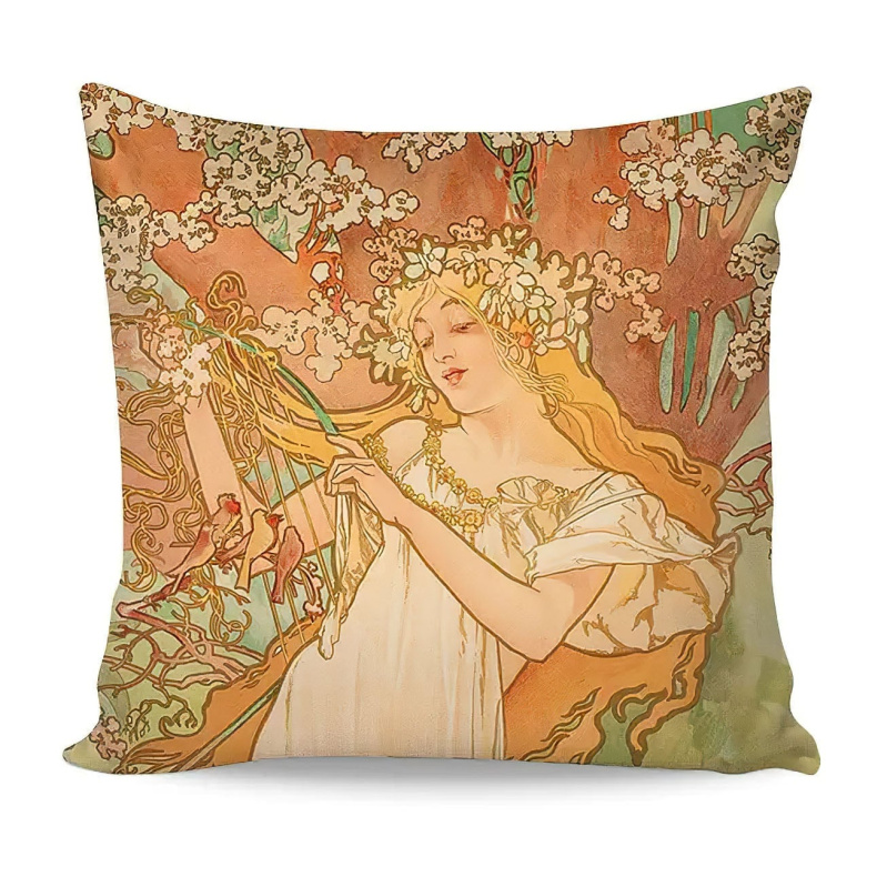Matějovský Povlak na polštářek ALFONS MUCHA SPRING, oranžový, 40x40cm