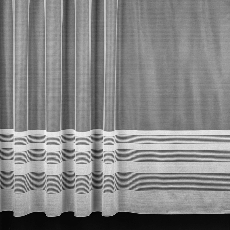 Berk BT žakárová záclona LINEA 2504, proužkovaná, s olůvkem, bílá, výška 140cm (v metráži)