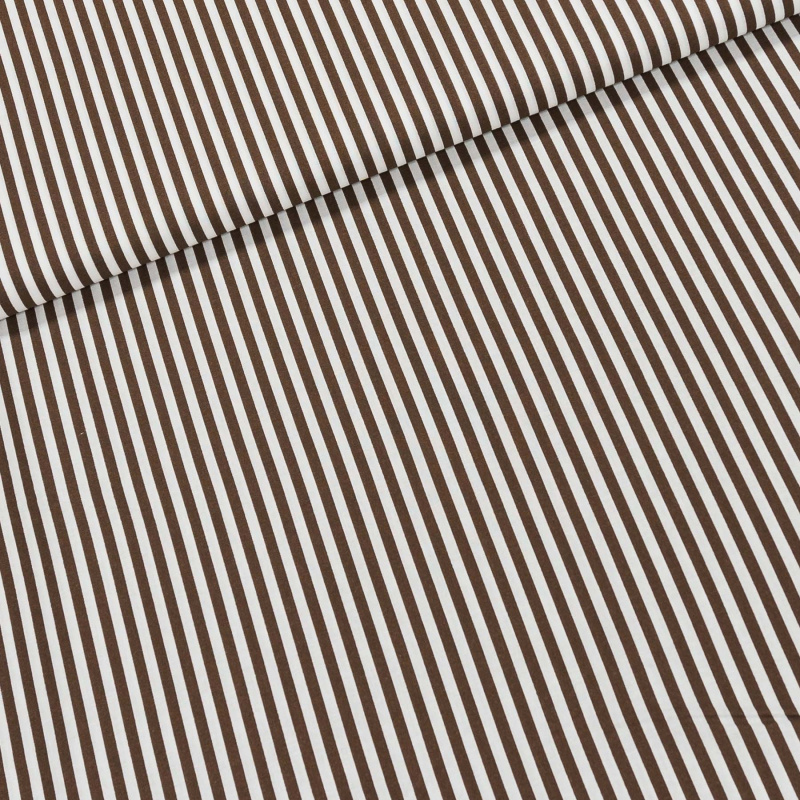 Bavlněné plátno Jolana JO003/26 hnědý a bílý proužek 5mm, š.150cm (látka v metráži)