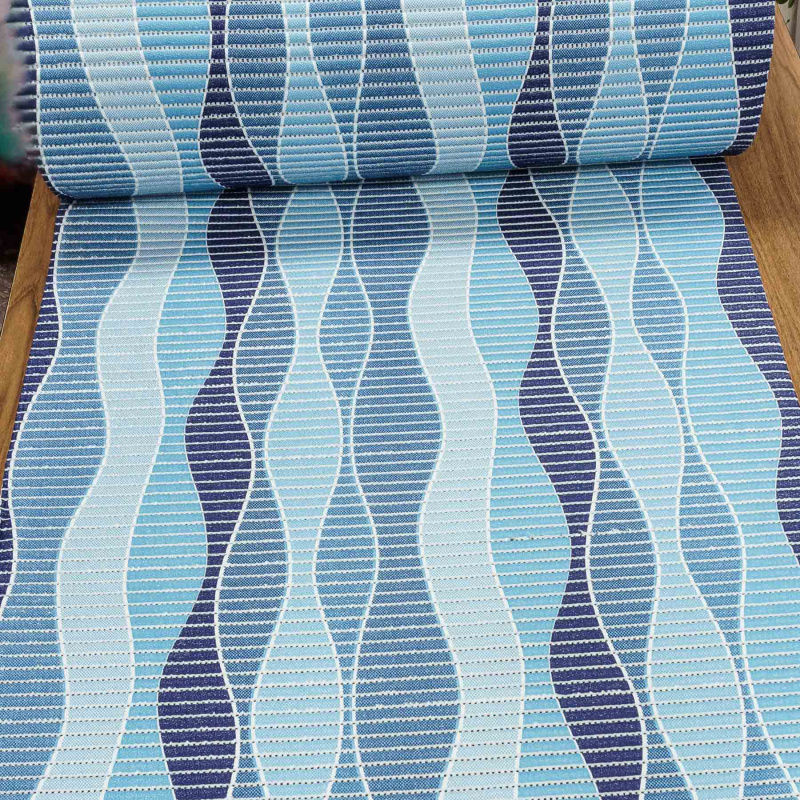 Pěnová předložka PVC AQUAMAT 506A, modré vlnky, šíře 65cm (metráž)