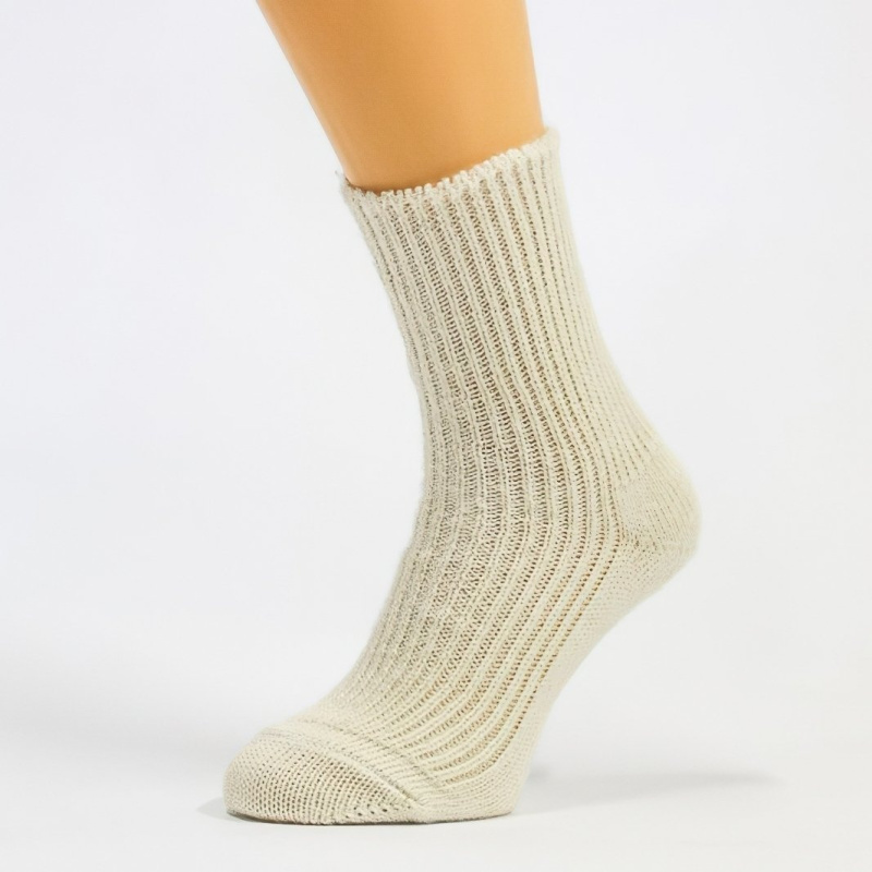 Bapon Vlněné, teplé zimní ponožky, sibiřky MILOŠ, bílé, vysoké, unisex, vel. 38-39