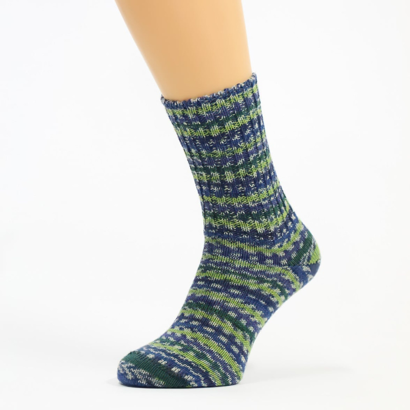 Bapon Vlněné, teplé zimní dámské ponožky IVKA 615/3 zeleno-modrý proužek, vysoké, vel. 42-43