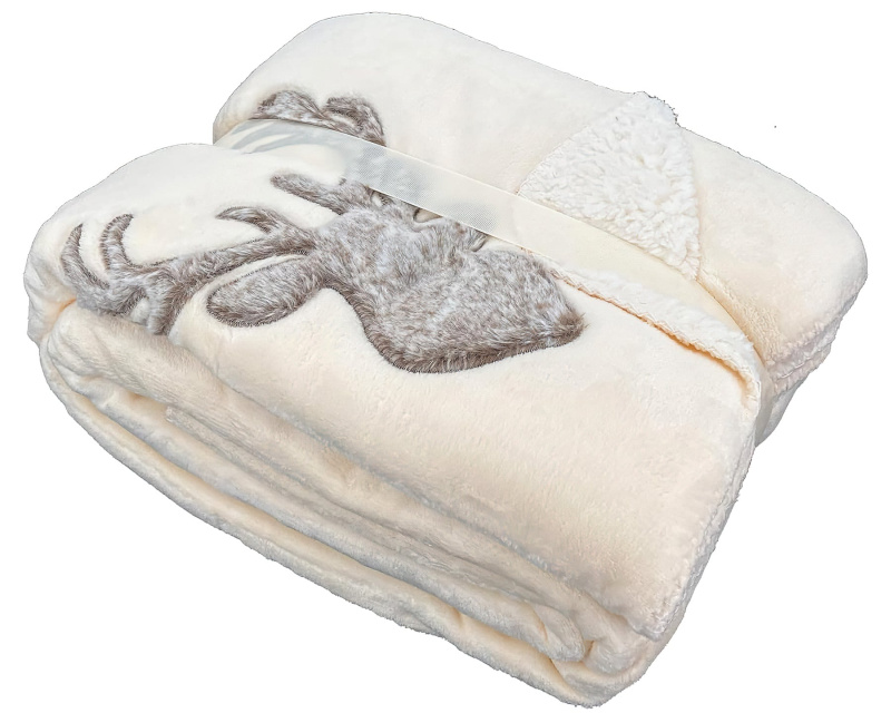 Avax Deka z mikrovlakna JELEN oboustranná s imitací kožešiny, krémová, 150x200cm