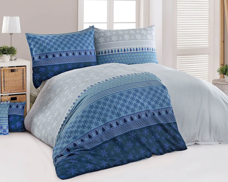 Matějovský Povlečení SANTO BLUE, skandinávský vzor, flanel premium, 140x220cm + 70x90cm