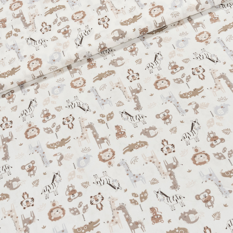 Bavlněné plátno dětské ELIŠKA béžové safari na bílé, š.160cm (látka v metráži)