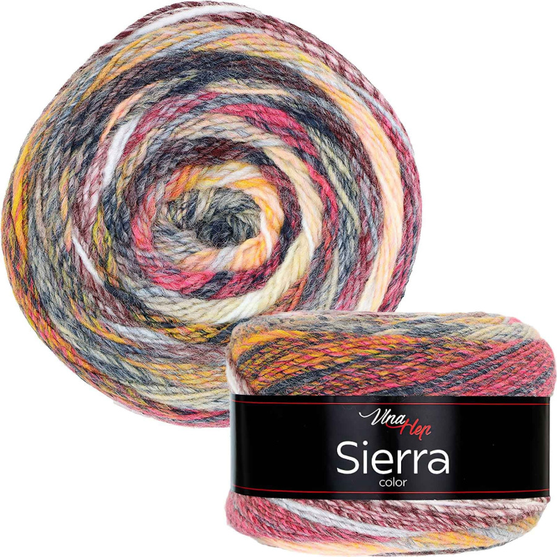 Pletací / háčkovací příze Vlna-Hep SIERRA 7212 smetanovo-růžovo-červená, melírovaná, efektní 150g/450m