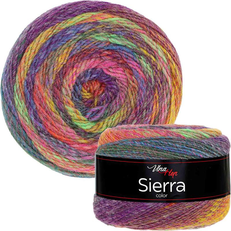 Pletací / háčkovací příze Vlna-Hep SIERRA 7214 růžovo-fialovo-zeleno-modrá, melírovaná, efektní 150g/450m