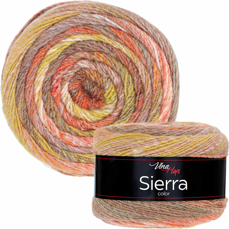 Pletací / háčkovací příze Vlna-Hep SIERRA 7219 žluto-béžovo-oranžová, melírovaná, efektní 150g/450m