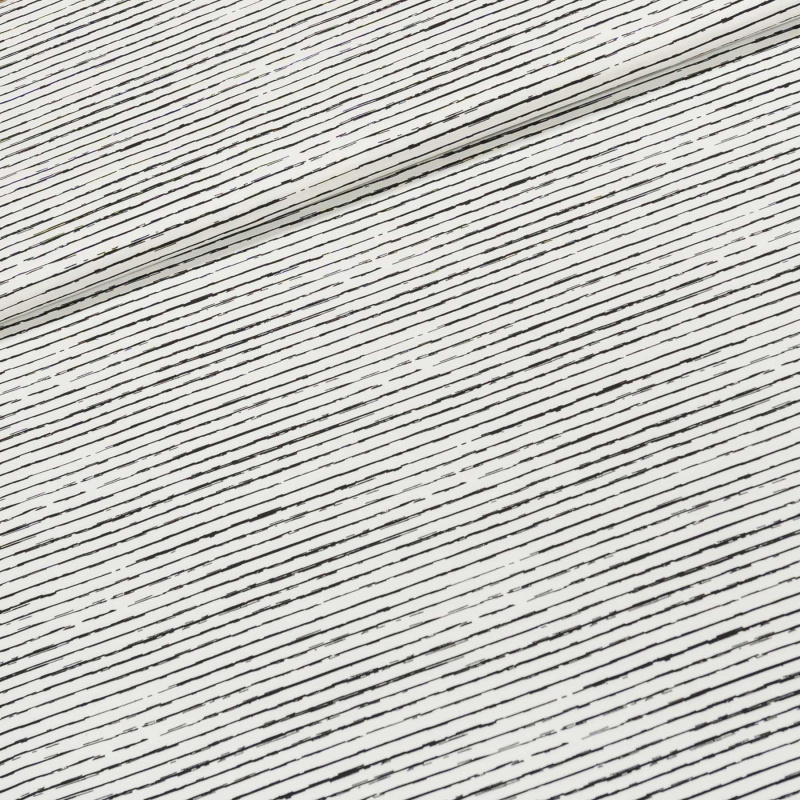 Bavlněný úplet KC1472-351, černý proužek na bílé, š.145cm (látka v metráži)