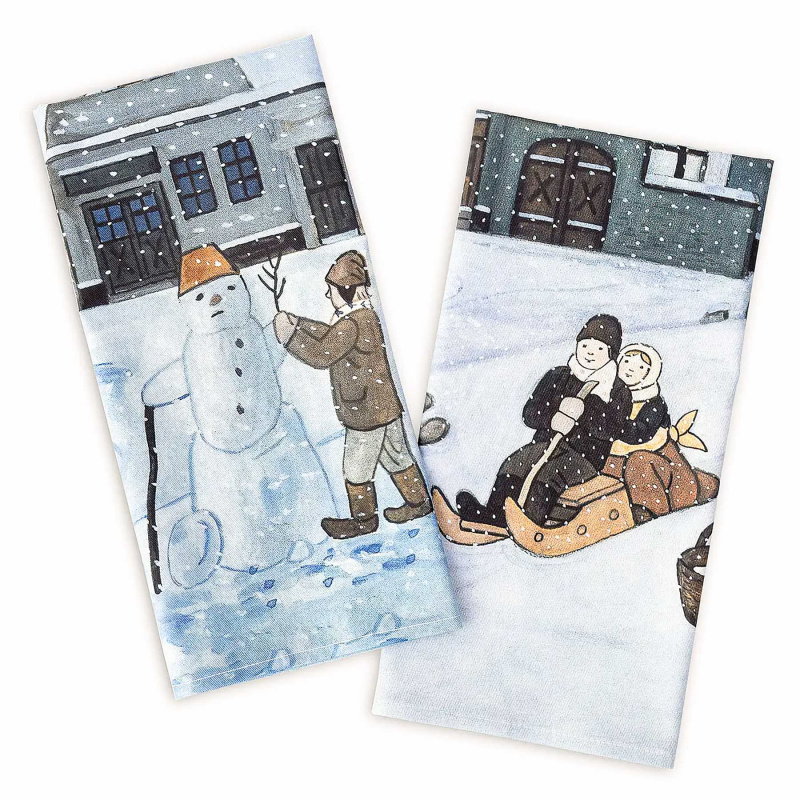 Matějovský utěrky JOSEF DĚTSKÉ HRY V ZIMĚ, modrá, 2 kusy 50x70cm