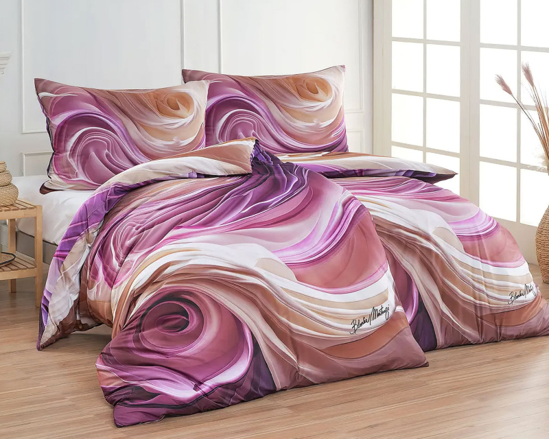 Matějovský Povlečení BLANKA MATRAGI - VIOLET, dynamický vzor, růžové, bavlněný MAKO satén, digitál, 140x200cm + 70x90cm