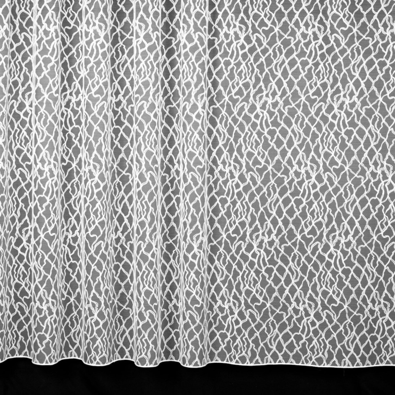 Brilltex Žakárová záclona 623, celoplošný vzor vlnek, s olůvkem, bílá, výška 50cm (v metráži)