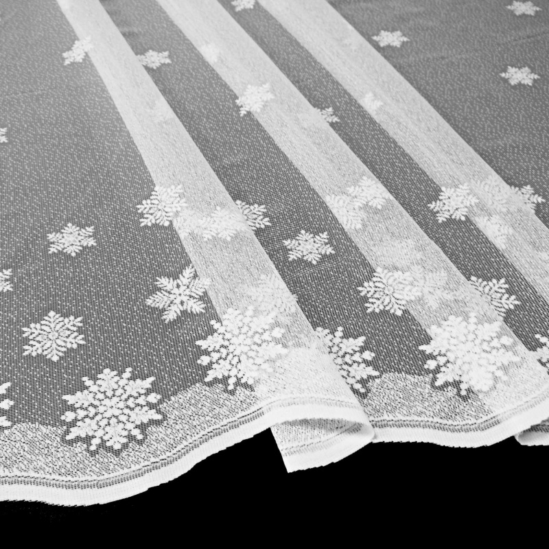 TextilCentrum kusová záclona VLOČKY 19980, zimní, vánoční vzor, s bordurou, jednobarevná bílá, výška 150 cm x šířka 250 cm (na okno)