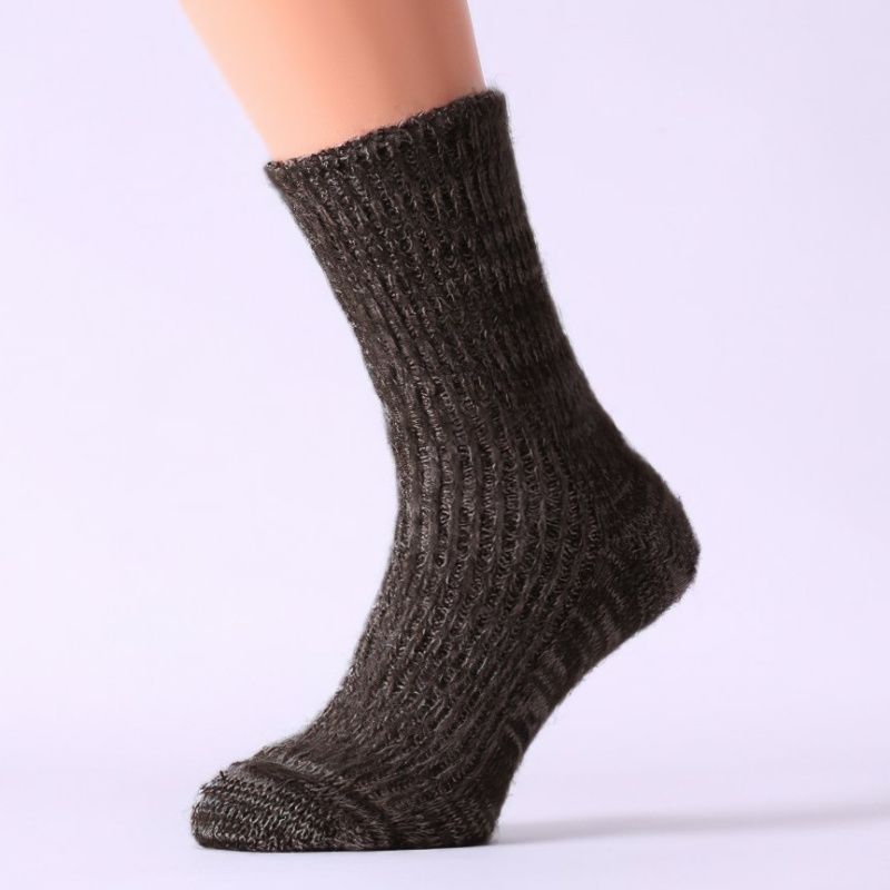 Bapon Vlněné, teplé zimní ponožky, sibiřky RADEK, hnědošedé, vysoké, unisex, vel. 46-48