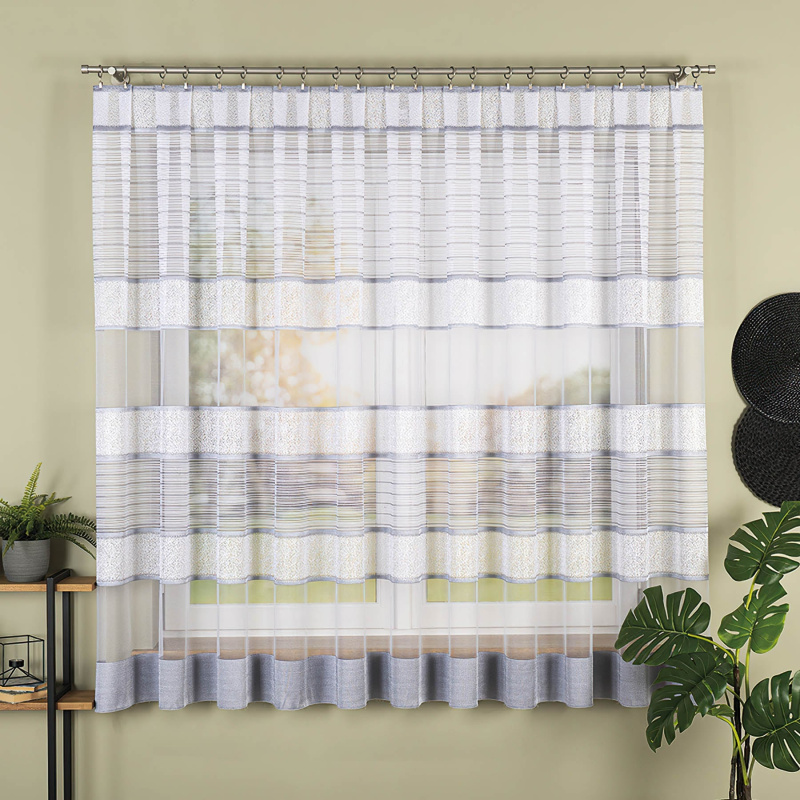 Buona ventura Žakárová záclona 17418/049, ŠEDÝ PROUŽEK, výška 160cm (v metráži)