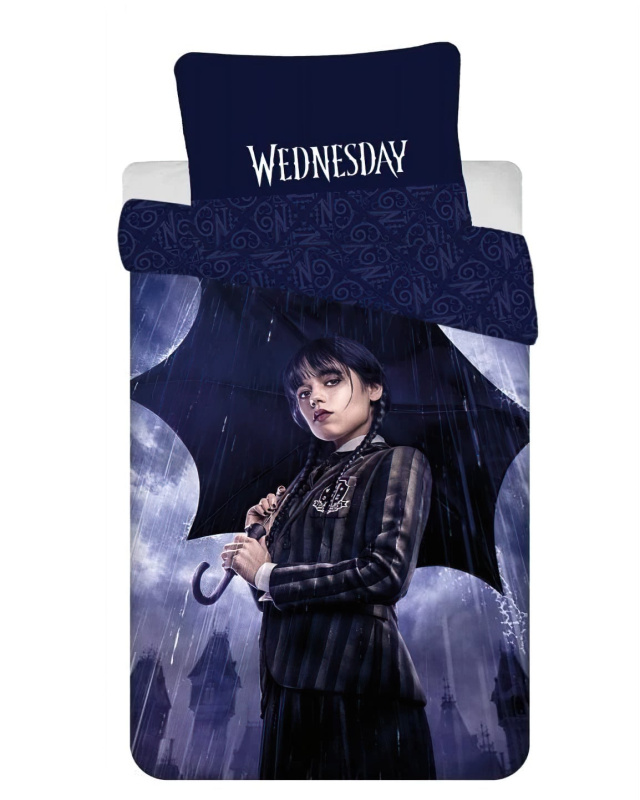 Jerry Fabrics WEDNESDAY RAIN, fialovo-černé, bavlna hladká, 140x200cm + 70x90cm