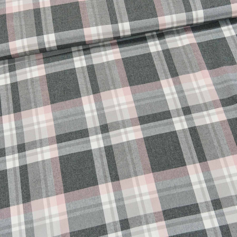 Šatovka / kostýmovka směsová 55023/7012, růžovo-šedá kostka, š.140cm (látka v metráži)