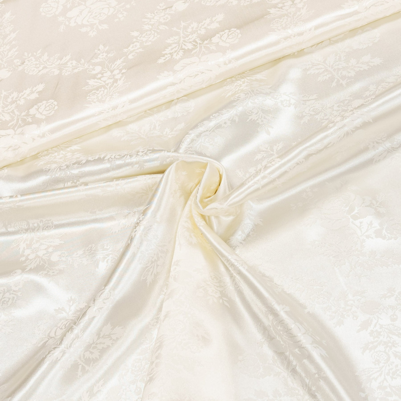 Podšívka polyesterová 10/854, smetanová s květinovým vzorem, š.160cm (látka v metráži)