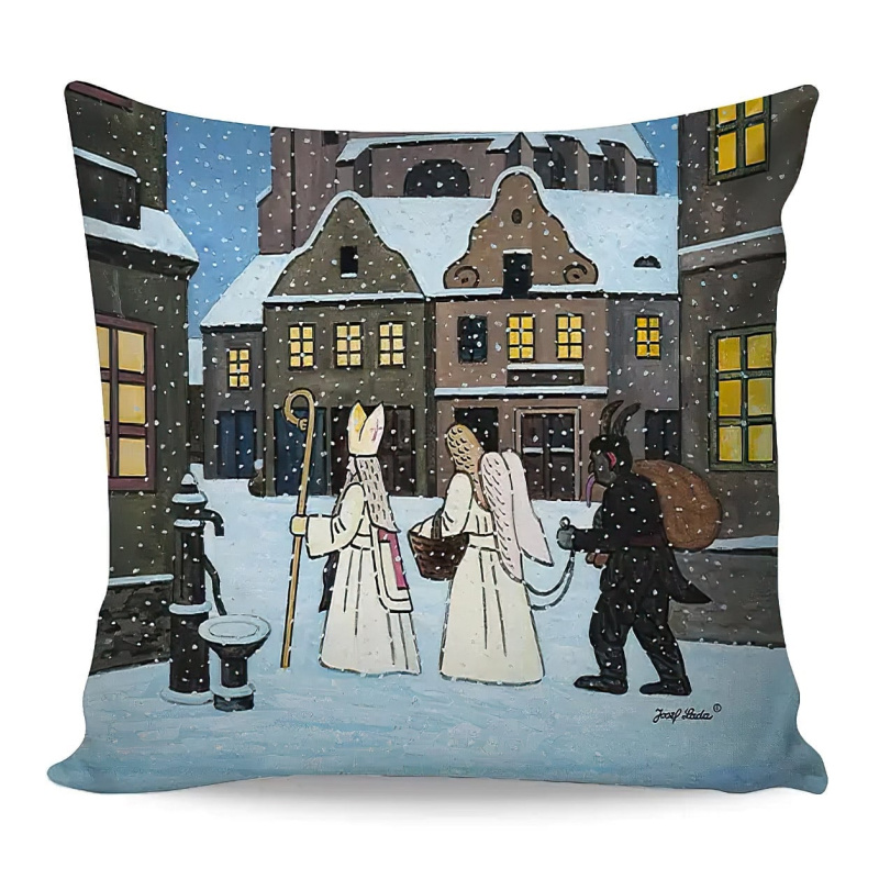 Matějovský Dětský povlak na polštářek JOSEF MIKULÁŠ, ANDĚL A ČERT, modrý, 40x40cm