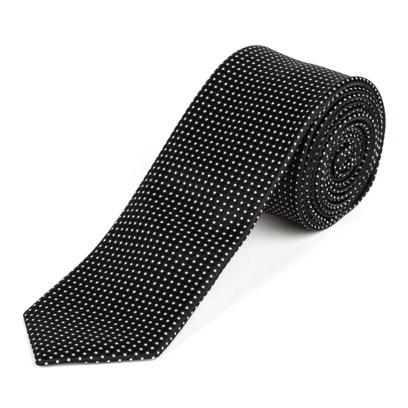 AMJ Kravata pánská úzká vzorovaná KI1013, černá