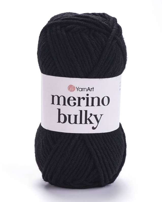 Pletací příze YarnArt MERINO BULKY 585 černá, 100g/100m