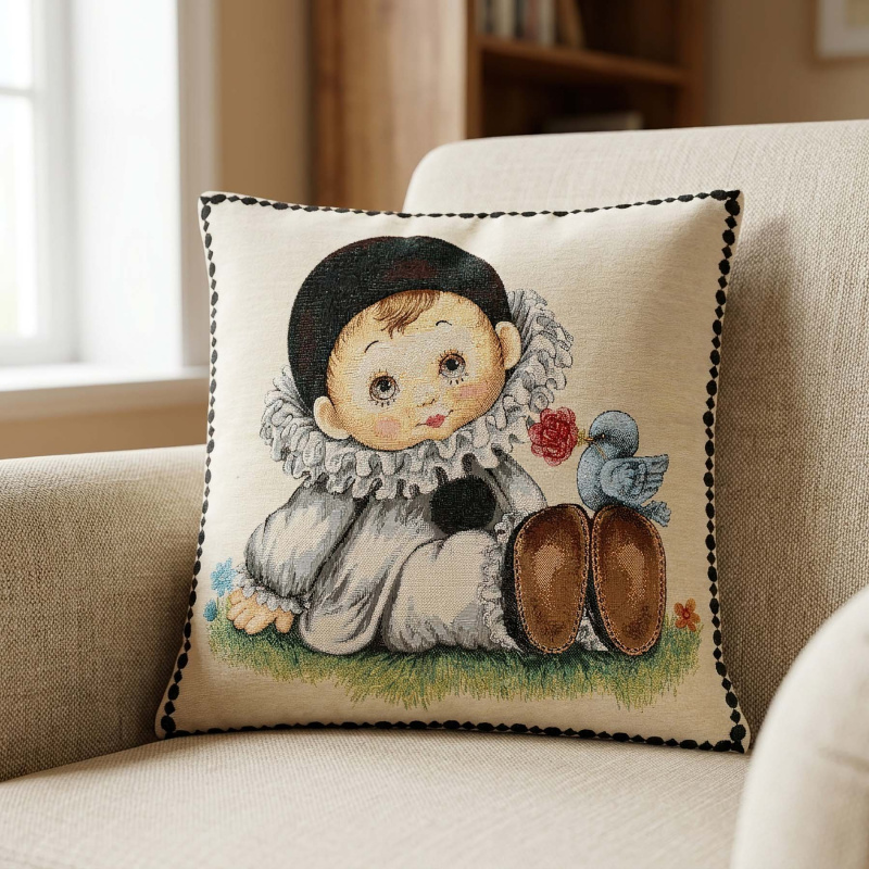 Dekoratex Dekorační povlak na polštářek RETRO MALÝ HARLEKÝN, béžovo-černá 45x45cm