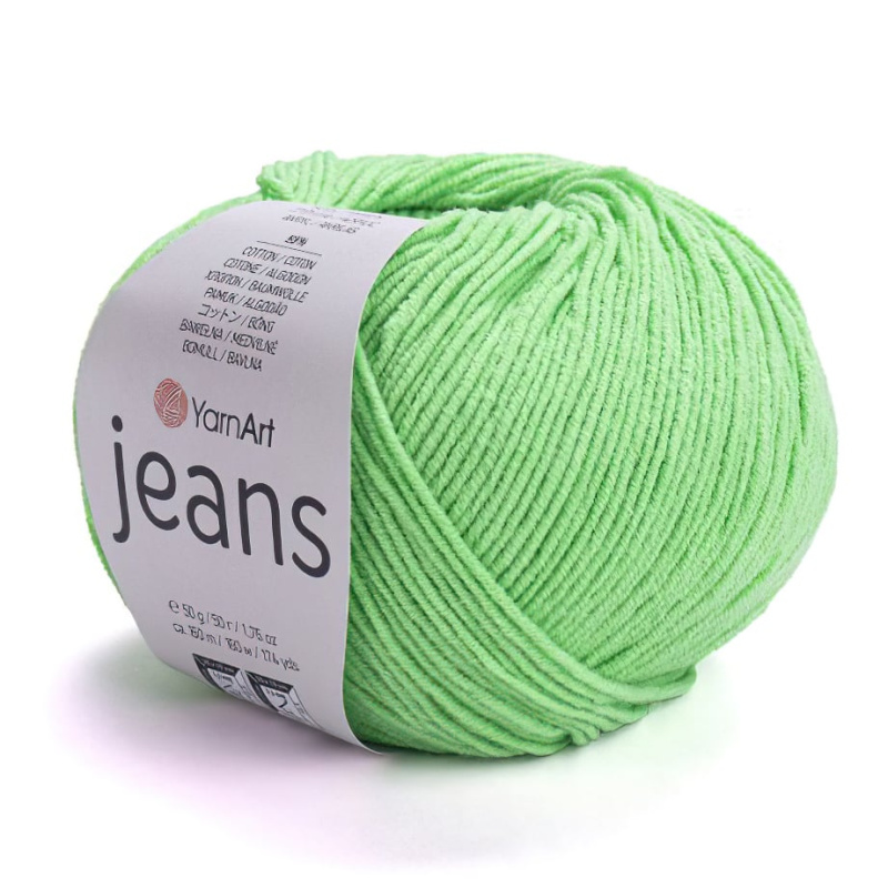 YarnArt pletací / háčkovací příze JEANS 60  neonově zelená, jednobarevná, 50g/160m