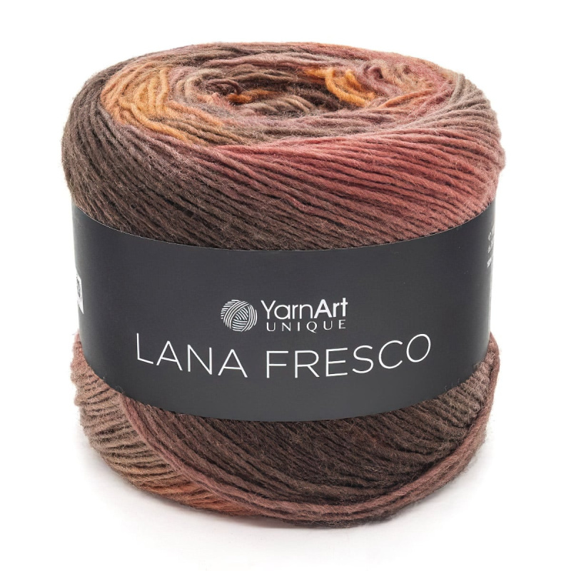 YarnArt Pletací příze LANA FRESCO 8105 hnědo-oranžovo-skořicová melírovaná, klasická 100g/380m
