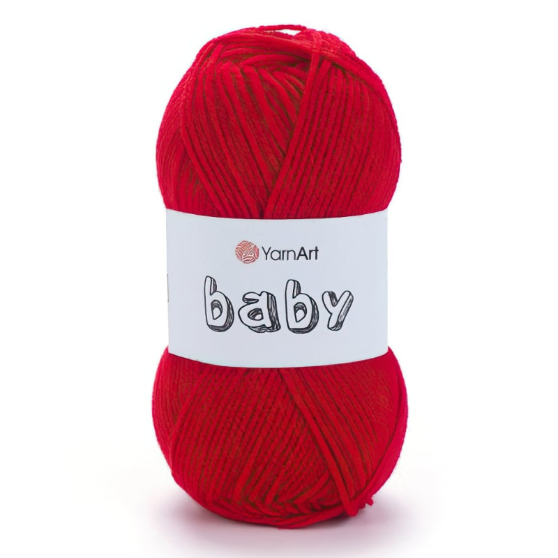 Pletací / háčkovací příze YarnArt BABY 156 červená, jednobarevná dětská, 50g/150m