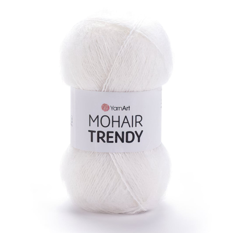 Pletací příze YarnArt MOHAIR TRENDY 101 bílá jednobarevná, chlupatá, 100g/300m