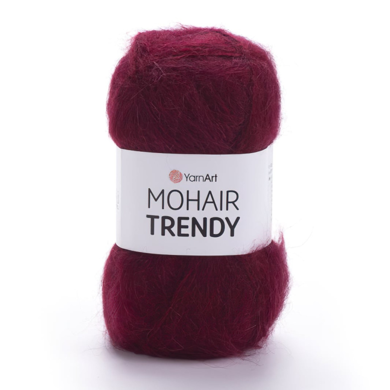 Pletací příze YarnArt MOHAIR TRENDY 109 burgundy, (vínová) jednobarevná, chlupatá, 100g/300m
