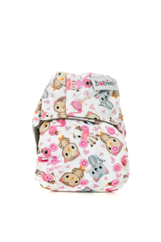 Bobánek Novorozenecká AIO plenka patentky - Růžová zvířátka