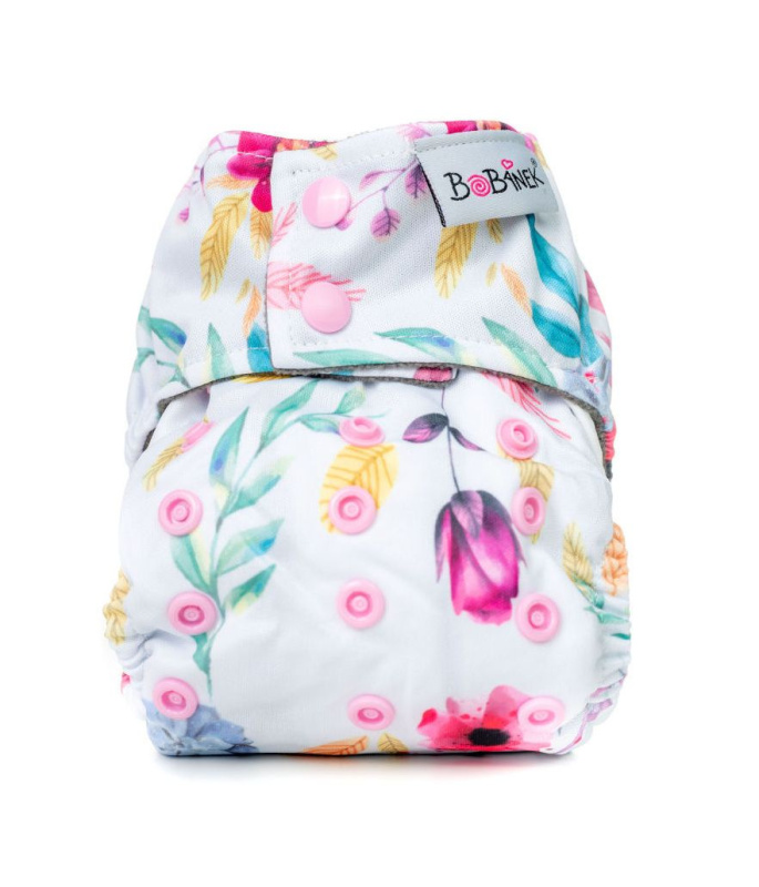 Bobánek Novorozenecká AIO plenka patentky - Růžové květiny