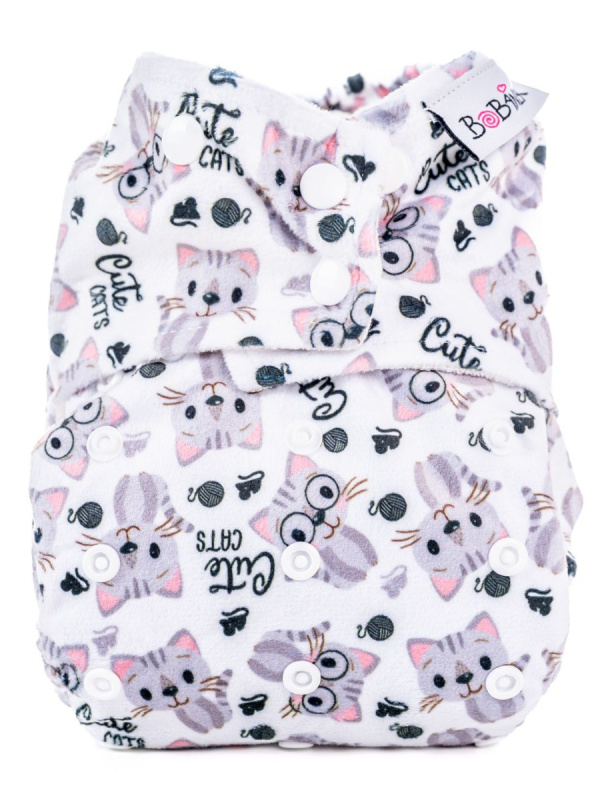 Bobánek Kapsová extra jemná AIO plenka Premium patentky - Cute cats