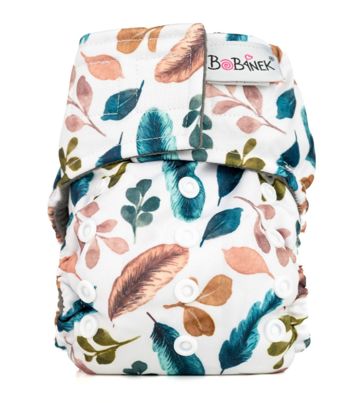 Bobánek Novorozenecká AIO plenka suchý zip - Bílá pírka