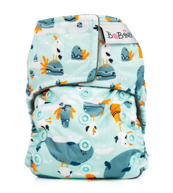 Bobánek Novorozenecká AIO plenka suchý zip - Racek a tuleň