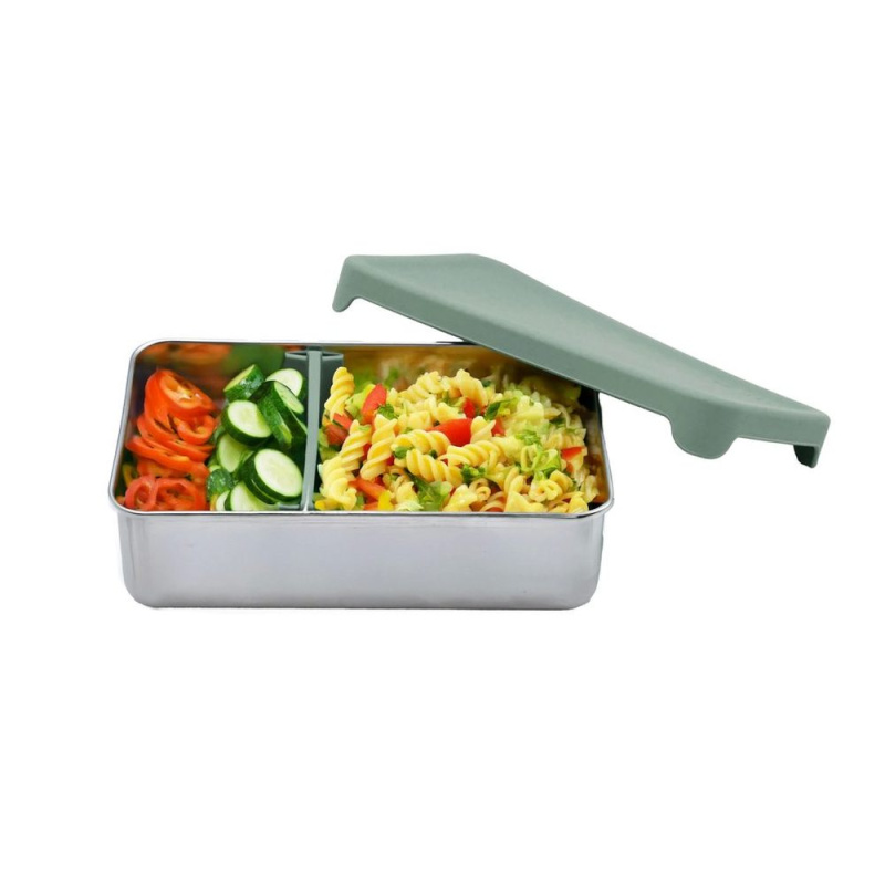 Nerezový Bento box 740 ml se silikonovým víkem - zelený