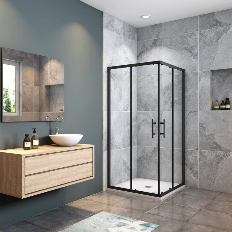 Sprchový kout SIMPLE BLACK 100x90 L/P varianta, rohový vstup