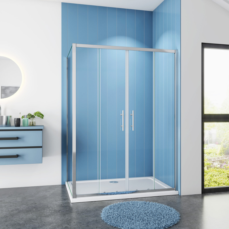 Obdélníkový sprchový kout SYMPHONY D4 120 × 76 cm s posuvnými dveřmi, chrom