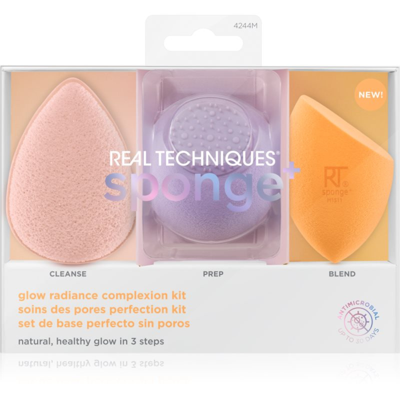 Real Techniques Sponge+ Glow Radiance sada aplikátorů pro perfektní vzhled