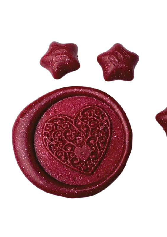 Creatissimo - Vosk pro pečetění ve tvaru Hvězdičky Metalická červená - 50 g Creatissimo