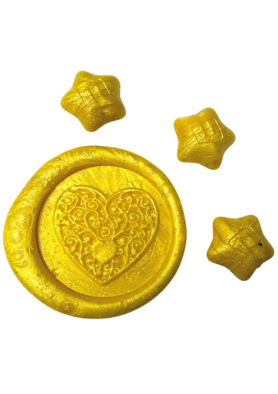 Creatissimo - Vosk pro pečetění ve tvaru Hvězdičky Metalická zlatá  - 50 g Creatissimo