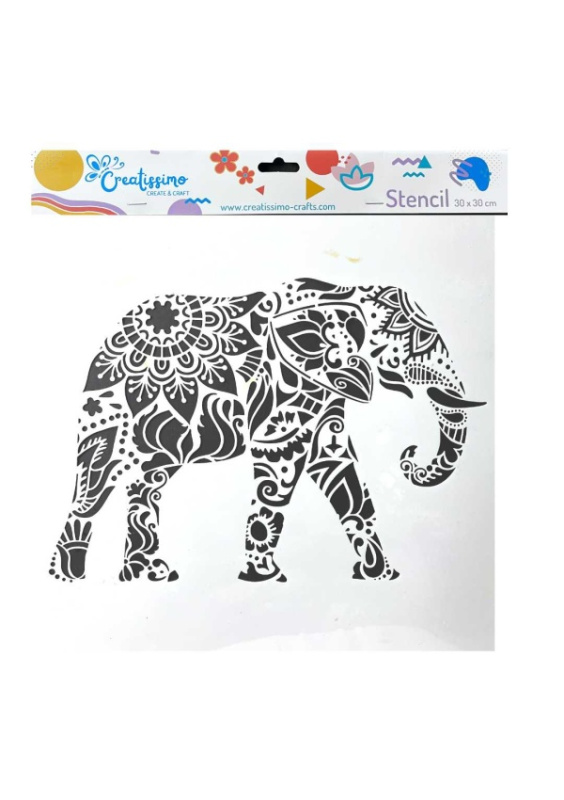 Creatissimo - plastová šablona Oriental elephant 30 x 30 cm Creatissimo