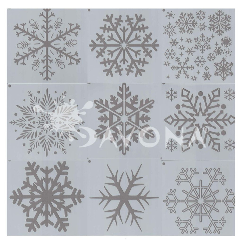 Creatissimo - plastová šablona Sněhové vločky set 9 ks 15x15 cm Creatissimo