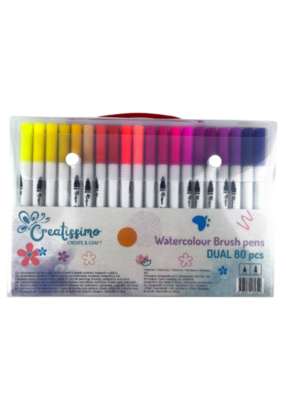Creatissimo - Akvarelové fixy se dvěma hroty 80 ks Creatissimo