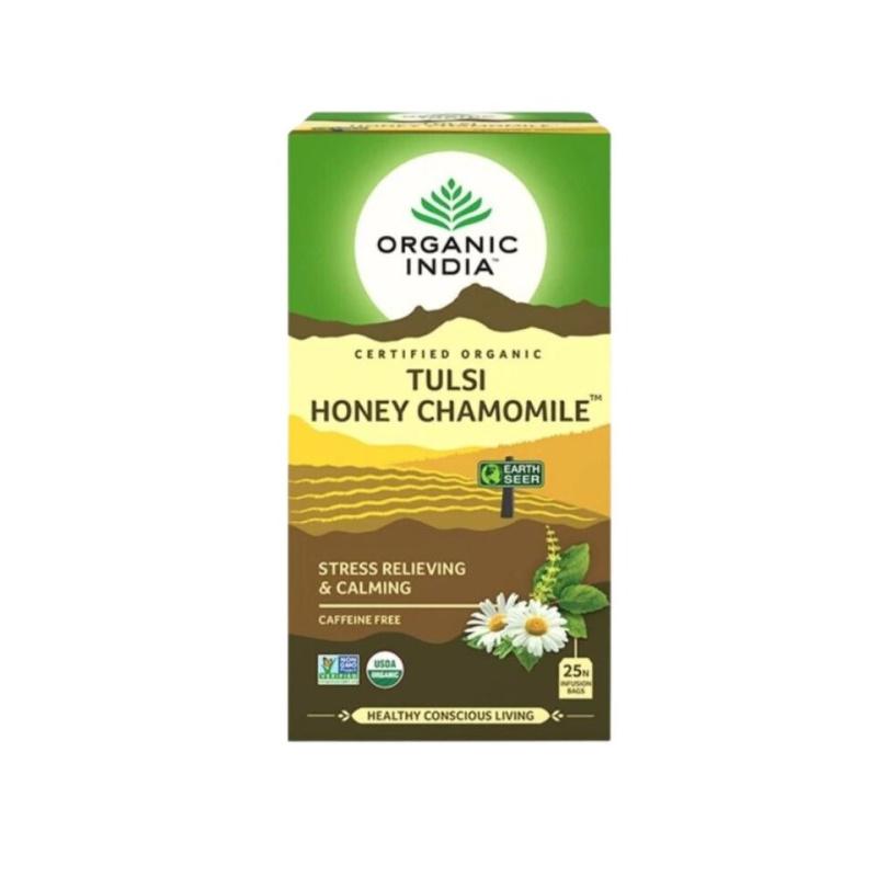 Organic India Tulsi med+heřmánek BIO, 25 sáčků